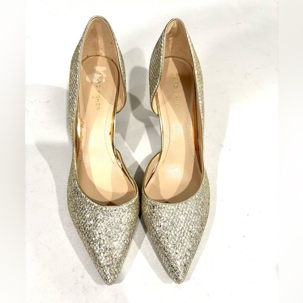 Marc Fisher Gold Glitter Heels